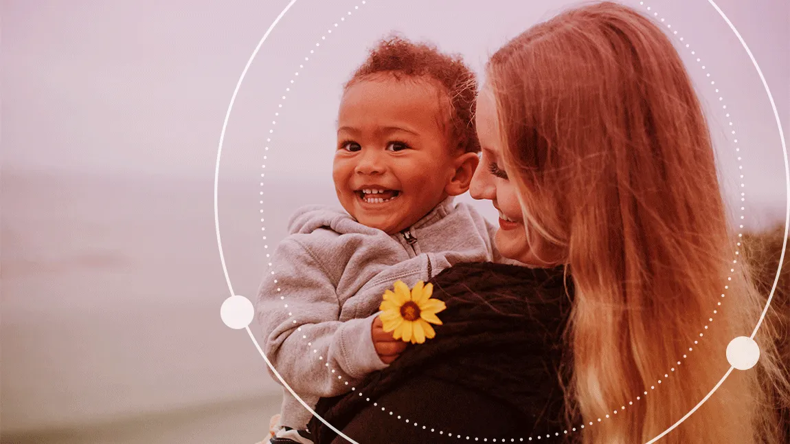 A cute kid with flower in hand